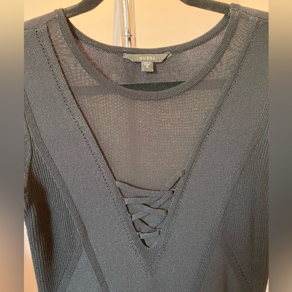 Guess Black Long Sleeve Form Fitting Mini Cocktail Dress Medium - Picture 5 of 13